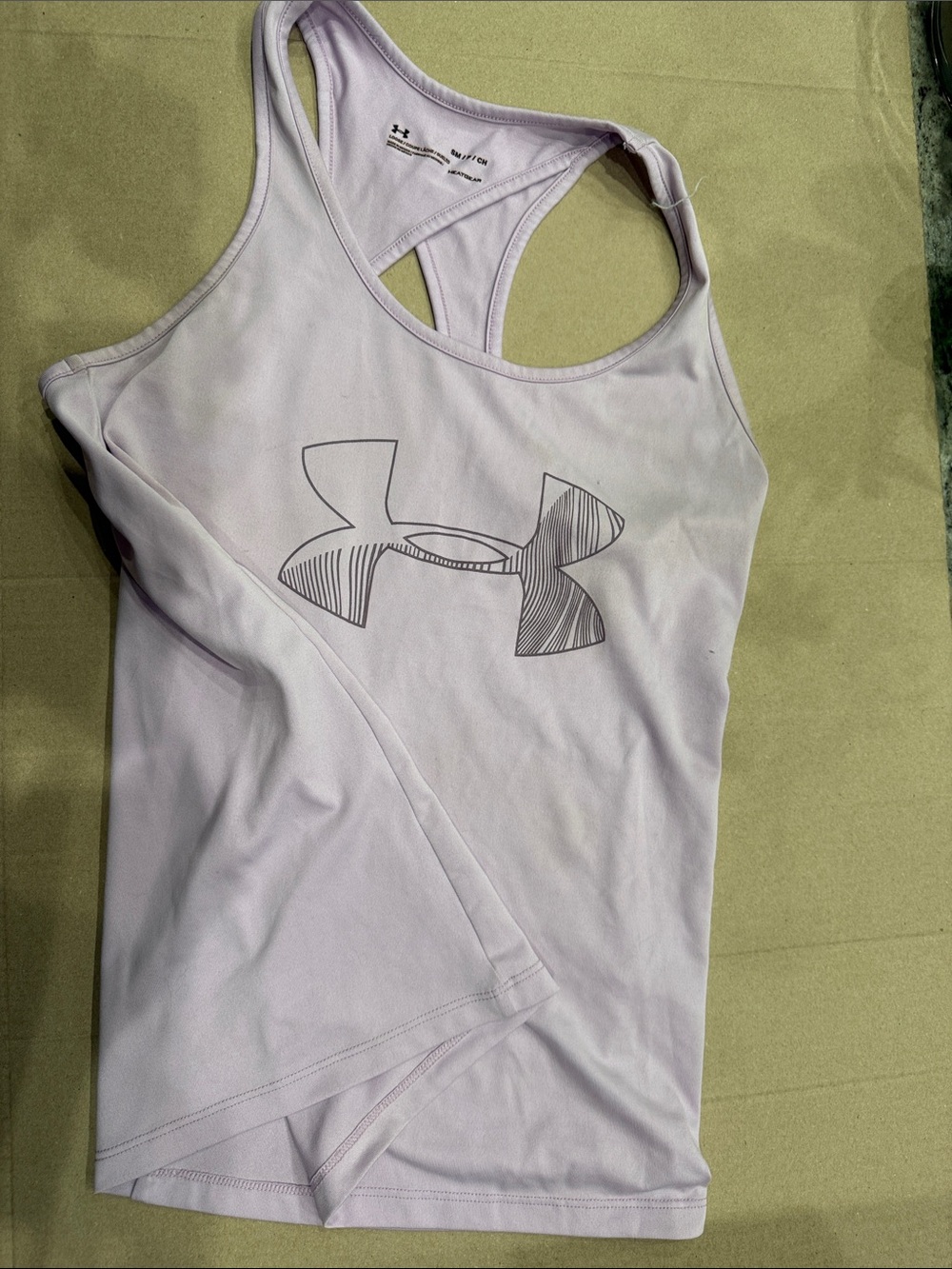 Under Armour Light Lilac Racerback Tank with Striped Logo